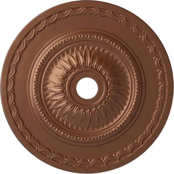 Ekena Millwork Sunflower Ceiling Medallion (Canopies up to 5 5/8"), 29 1/2"OD x 3 5/8"ID x 1 5/8"P, Polished Copper CM29SFPOS - main